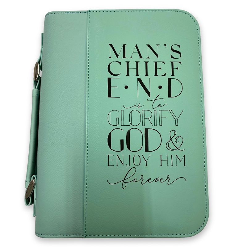 Imperfection: Large, Teal, Man's Chief End Bible Cover #3