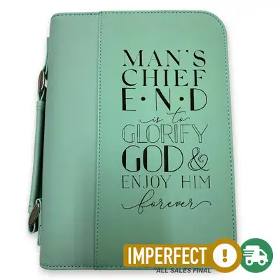 Imperfection: Large, Teal, Man's Chief End Bible Cover #4