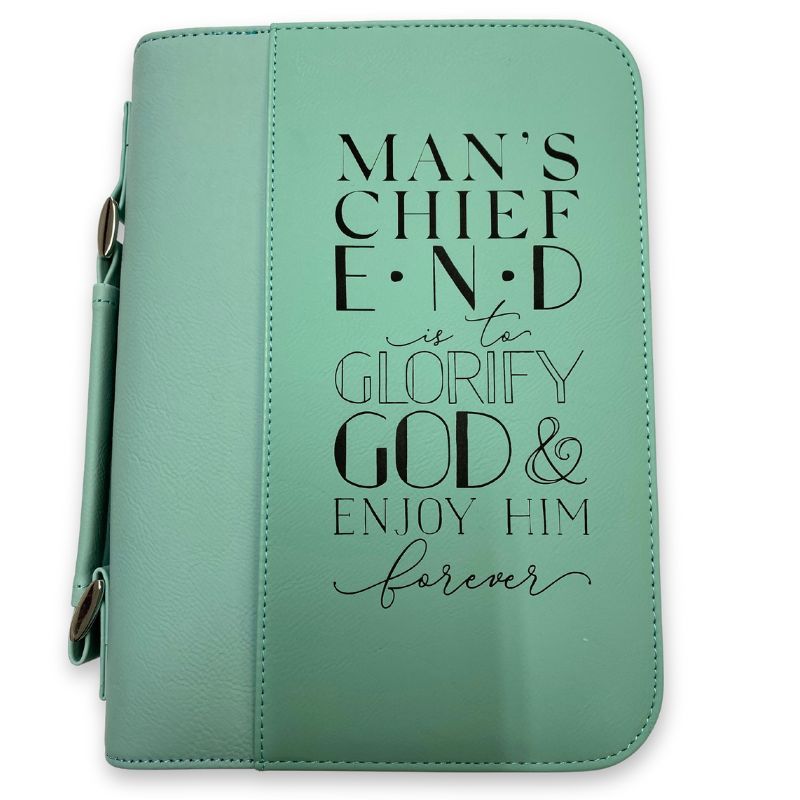 Imperfection: Large, Teal, Man's Chief End Bible Cover #5