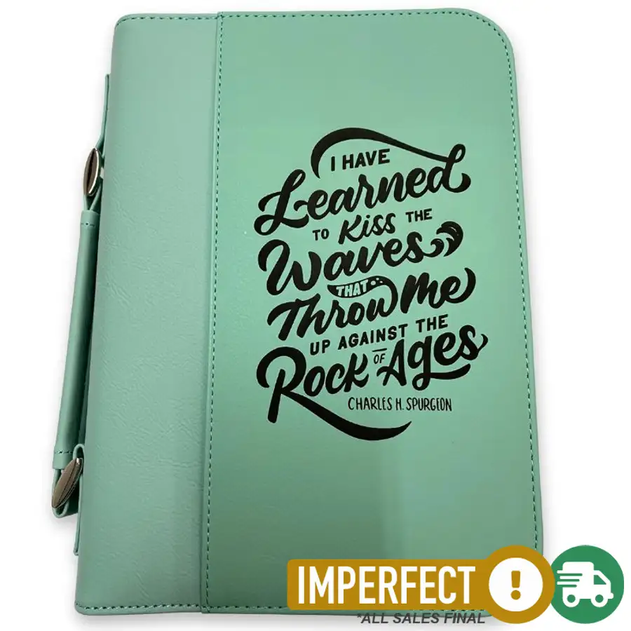 Imperfection: Large, Teal, Learned To Kiss The Waves Bible Cover
