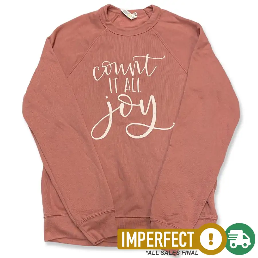 Imperfection, S, Mauve, Count It All Joy Ladies Sponge Sweatshirt