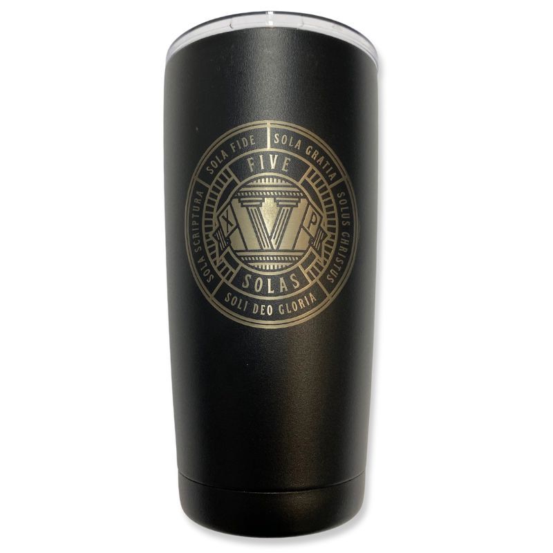 Imperfection, Black, Five Solas Badge Insulated Tumbler 20oz Smooth