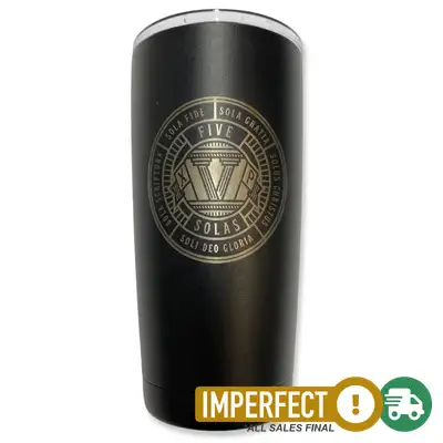 Imperfection, Black, Five Solas Badge Insulated Tumbler 20oz Smooth