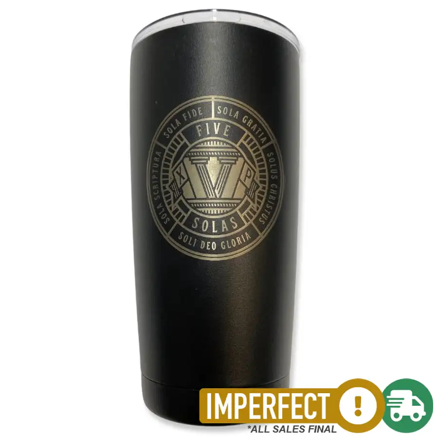 Imperfection, Black, Five Solas Badge Insulated Tumbler 20oz Smooth
