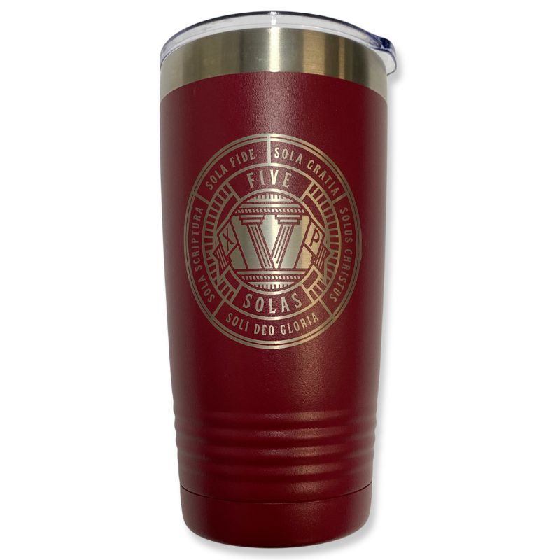 Imperfection, Maroon, Five Solas Badge Insulated Tumbler 20oz