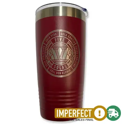 Imperfection, Maroon, Five Solas Badge Insulated Tumbler 20oz