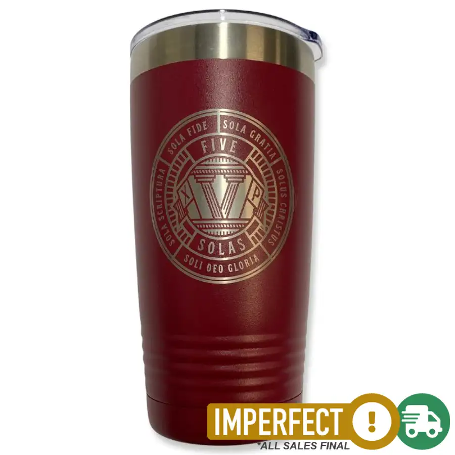 Imperfection, Maroon, Five Solas Badge Insulated Tumbler 20oz