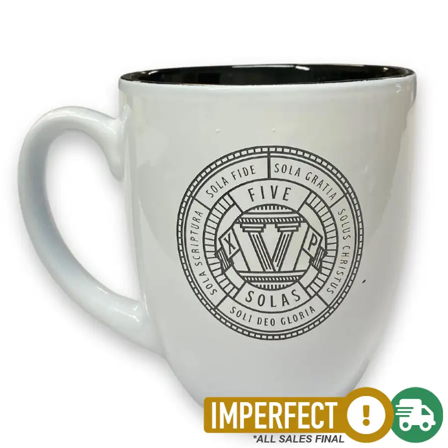 Imperfection, White, Five Solas Badge Bistro Mug