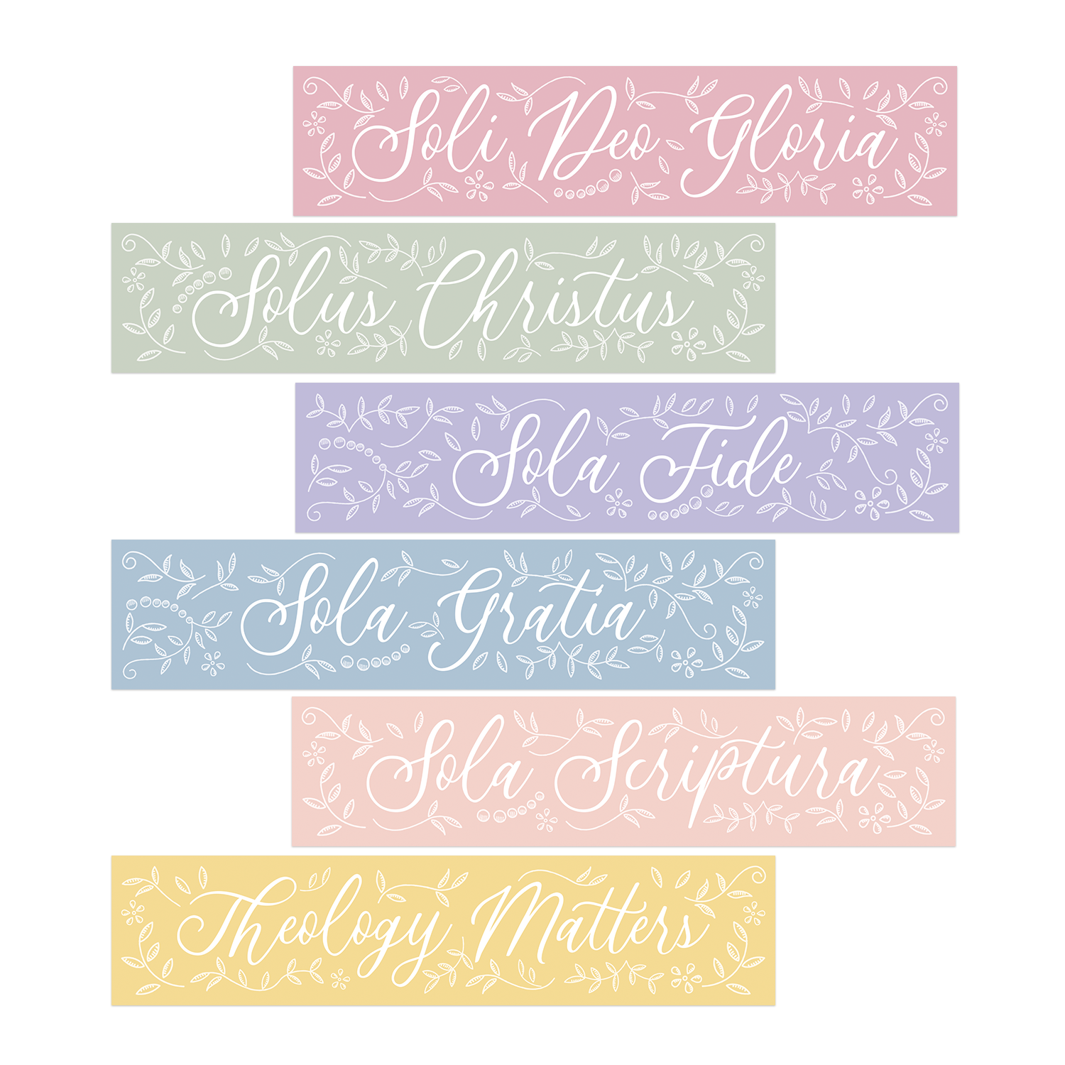 Five Solas Floral Bookmark Set