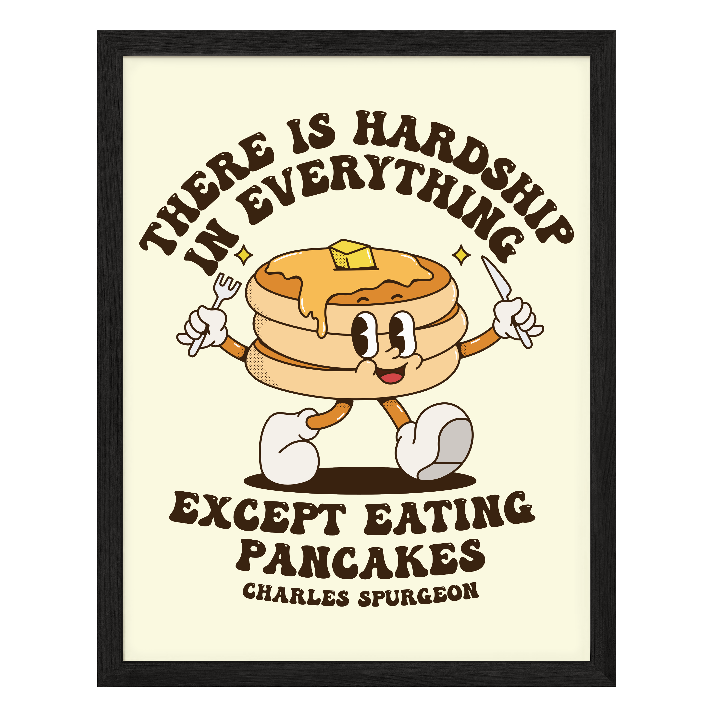 Eating Pancakes Retro Poster Print