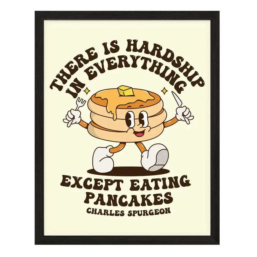 Eating Pancakes Retro Poster Print